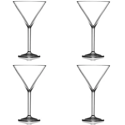 Image of BBP Martini Glass Clear Reusable Polycarbonate Plastic 199ml/7oz Pack of 4