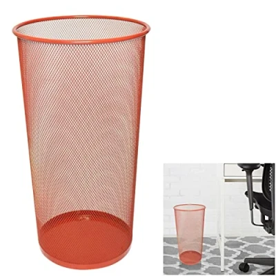 Image of ARA CHOICE Colorful Large Metal Waste Paper Rubbish Mesh Bin Dustbin Office Bedroom Desk Litter and easy to use Recycling for Home Multi Colour (Red)