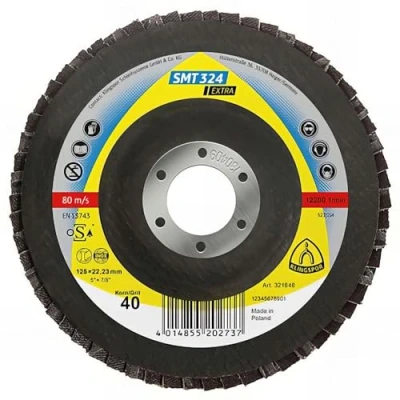 Image of Serrated Washer/Abrasive Mop Discs KLINGSPOR SMT 324, CS 455 x 115 22,23 MM Grain 40 Pack of 10, Curved 321509