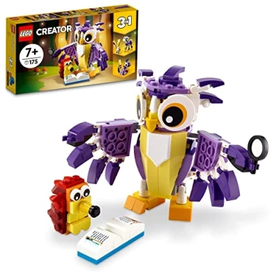 Image of LEGO Creator 3in1 Fantasy Forest Creatures, Woodland Animal Toys Set for Kids Rabbit to Owl Squirrel Figures, Gifts 7 Plus Year Olds 31125