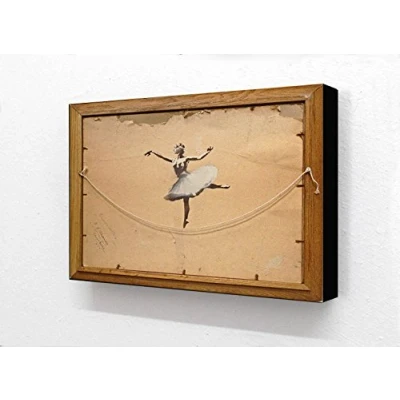 Image of Banksy Ballerina Back Of Painting Horizontal 6 x 4 Inches Postcard Size Block Mounted Print