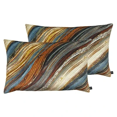 Image of Prestigious Textiles Heartwood Twin Pack Feather Filled Cushions, Peacock, 40 x 60cm