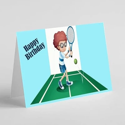 Image of Beebooh cards Boy playing tennis birthday card