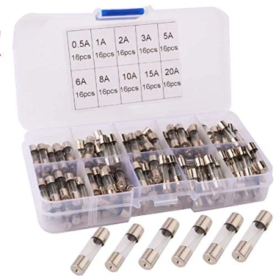 Image of RUNCCI YUN 160Pcs 5x20mm Glass Tube Fuse, Fast Blow Fuses Set, Quick Assorted Kit (0.5A 1A 2A 3A 5A 6A 8A 10A 15A 20A)