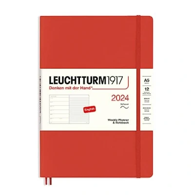 Image of LEUCHTTURM1917 367768 Weekly Planner &amp; Notebook Medium (A5) 2024, Softcover, Fox Red, English