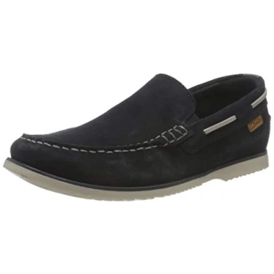 Image of Clarks Noonan Step, mens Boat Shoes, Navy Suede, 6 UK (39.5 EU)