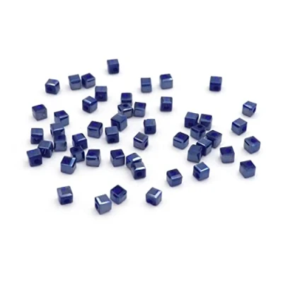 Image of Vintageparts FACHHANDEL FÜR SCHMUCKZUBEHÖR Cube Glass Beads 2 x mm 50 Pieces Navy Blue