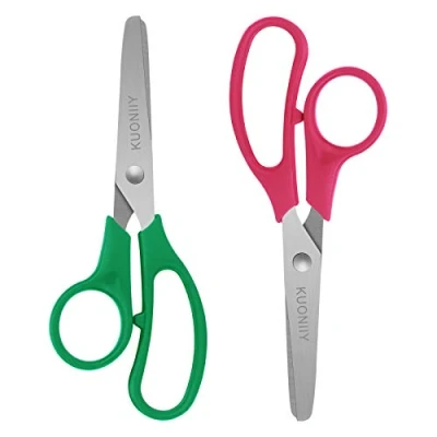 Image of KUONIIY Kids Scissors Childrens 5&quot; Blunt,Assorted Color, Set of 2