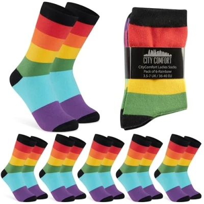 Image of CityComfort Calf Socks for Women, Soft and Breathable Multipack (Multi Rainbow 6 Pack)