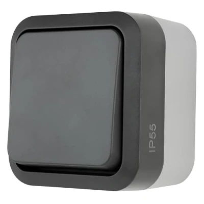 Image of REV 0004340400 AquaStorm Cross Switch Wet Room IP55, Single Pole, Surface Mounted, Anthracite