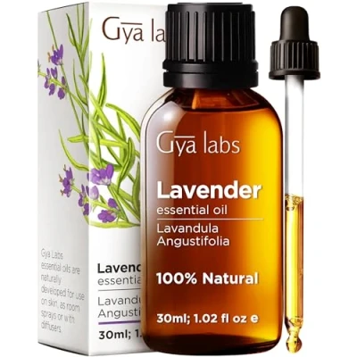 Image of Gya Labs Lavender Oil Essential for Diffuser Natural Oils Skin Hair, Massages Sweetly Herbaceous Scent 100% (30ml)