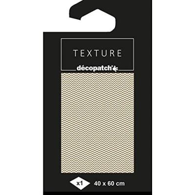 Image of Décopatch Ref TD780C Texture Collection White &amp; Gold Zigzag Pattern Contains 1 Sheet of 40 x 60cm Textured Paper, Foil Printing for Metallic Effects