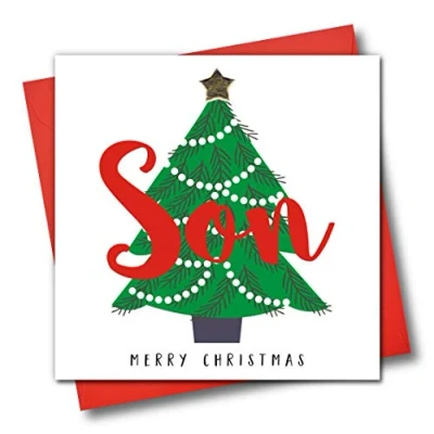 Image of Embellished Christmas Greeting Card, Merry Son, Tree