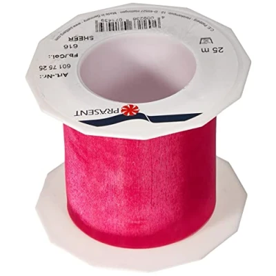 Image of C.E. Pattberg Sheer Organza Ribbon Coral Pink, 27 Yards Gift Wrap Ribbon, 2.8 inches Width, Accessories for Decoration &amp; Handicrafts, Presents, Every Occasion