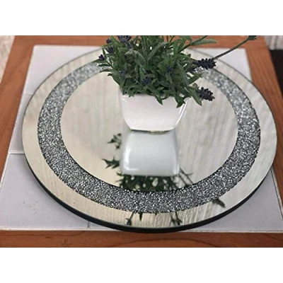 Image of 30cm Diamante Mirrored Crystal Candle Plate An Elegant Addition To Your Home Best Gift