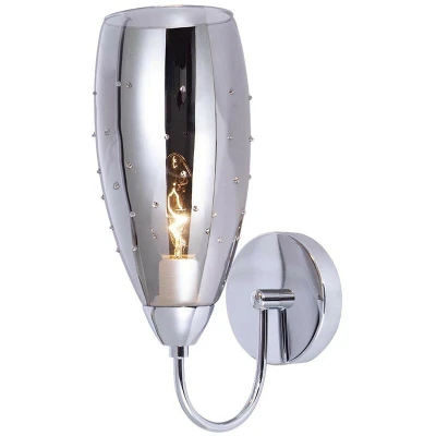 Image of Italux Lighting Modern Wall Lamp Chrome 1 Light with Dark Glass Shade, E14