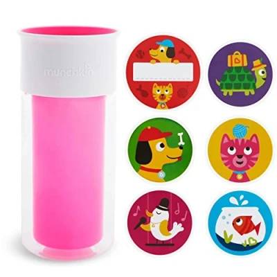Image of Munchkin Miracle 360 Insulated Sippy Cup, Includes Stickers to Customize 9 Ounce, Pink