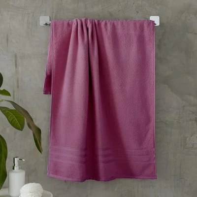 Image of Catherine Lansfield Zero Twist Soft &amp; Absorbent Cotton Bath Sheet Pair Raspberry
