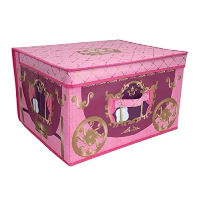 Image of Childrens Girls Fairytale Carriage Design Folding Bedroom Storage Chest (One Size) (Fuchsia/Purple)