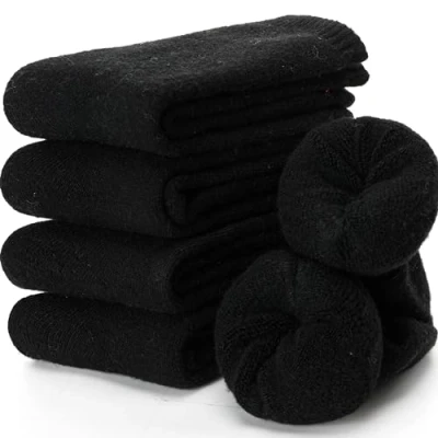 Image of EBMORE Womens Merino Wool Thermal Socks Warm Winter Thick Walking Cosy Boot Crew Comfy Gift Work Hiking for Ladies 5 Pairs(Black)
