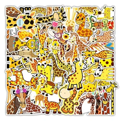 Image of 50Pcs Giraffe Stickers Water Bottles Laptop Phone Skateboard Car Computer Cute Vinyl Waterproof Aesthetic Pack for Teens Kids Adults Children