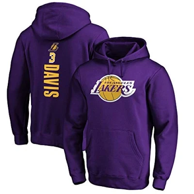 Image of Long Sleeve Sweatshirt Casual Basketball Clothing Unisex Lakers Purple Hoodies Men NBA Pullover Clothing,M