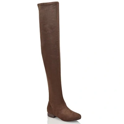 Image of ESSEX GLAM WOMENS THIGH HIGH FAUX SUEDE LADIES TALL STRETCH OVER THE KNEE BOOTS SIZE
