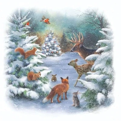 Image of Paper Themes 10 pack of Luxury Christmas Cards with Envelopes (Woodland Animals)