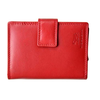 Image of MORUCHA Clutch Wallet for Women Genuine Leather RFID Blocking High Capacity Cardholder Purse M85 (Red)