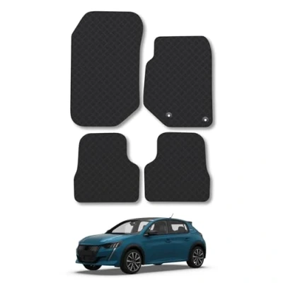 Image of 5mm Rubber Car Mats Compatible With Peugeot 208 (2020+) Tailored Fit Floor Set Accessory Custom Anti Slip Backing Heavy Duty Waterproof Easy Clean Durable All Weather Full Coverage