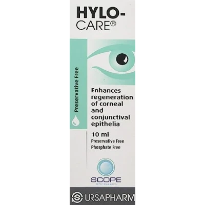 Image of HYLO Care Preservative Free Lubricating Eyedrops with Sodium Hyaluronate and Dexpanthenol to Aid Healing of Eye Surface After Surgery or Injury 10ml