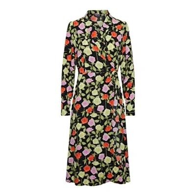 Image of PIECES Women&#039;s Pcblossom LS wrap Dress, Purple/AOP: Flower, M