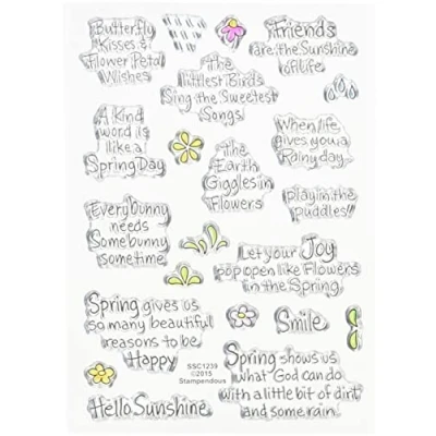 Image of Stampendous Perfectly Clear Stamps 4 inch x 6 Spring Sentiments, Acrylic, Multicolour