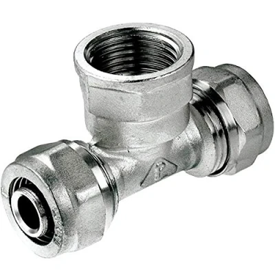 Image of 16mm PEX x 1/2&quot; Female AL Brass Pipe Compression Fittings TEE