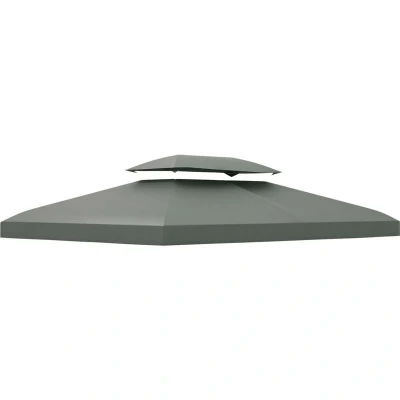 Image of Outsunny 3x4m Gazebo Replacement Roof Canopy 2 Tier Top UV Cover Garden Patio Deep Grey
