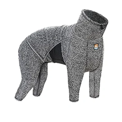 Image of Kurgo Dog Onesie Body Warmer Bodysuit for Dogs Recovery Suit Pet Pajamas Reduce Anxiety Contains Shedding Leash Opening Reflective Stowe Base Layer Heather Black/Grey (Large), K81089