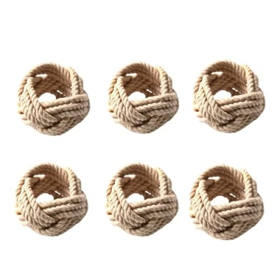 Image of CosyAurora Jute Napkin Rings Rattan Braided, Hand Woven Natural Loops, Dinner Party Table Decoration (Set of 6 pcs)