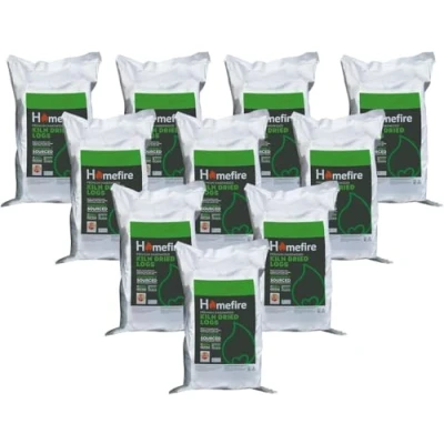 Image of Homefire Half Pallet of Kiln Dried Logs Handy Bags, for Wood Burners, Open Fires, Multi fuel Stoves (Pack 10)