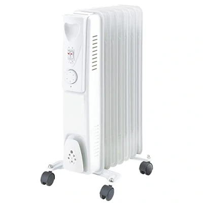 Image of NRG 7 Fin Oil Filled Radiator 1.5KW Portable Electric Heater Adjustable Thermostat 3 heat setting White