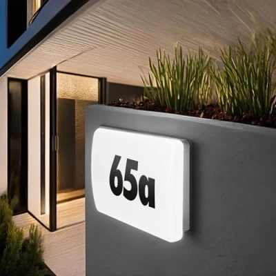 Image of LED Wall Light House Number IP65 with Day Night Sensor 12 W White