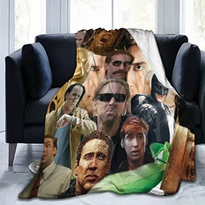 Image of YINGD Throw Blanket Nicolas Cage Soft Flannel Blankets AllSeason Room Decoration Carpets Living Sofas for All Seasons