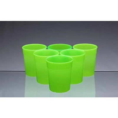 Image of AIOS Dishwasher Safe Stackable Green Plastic Cups/Beakers/Tumblers 250ml (Set of 6)