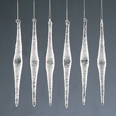Image of Widdle Gifts Glass Christmas Tree Decoration (6 Frosted Diamond Icicles 1302)