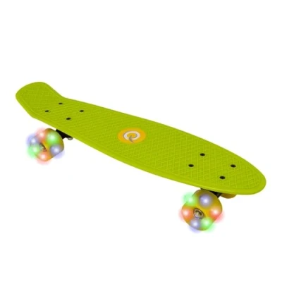 Image of EVO 22&#039; Light Up Penny Board Skateboard For Beginners Or Pro&#039;s Wheel Kids &amp; Teenagers Mini Cruiser Complete Suitable All Aged 3+ (Lime Green)