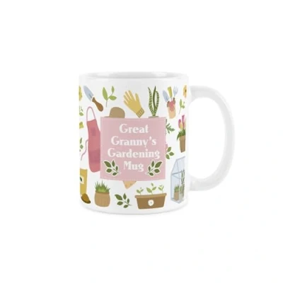 Image of Great Grannys Garden Mug Pink Tulip Flowers Gardening Gift Tea/Coffee White Drinks Cup Present