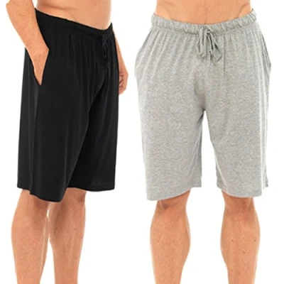 Image of Tom Franks Twin Pack Cotton Jersey Lounge Shorts (Light Grey Marl/Black, Large)