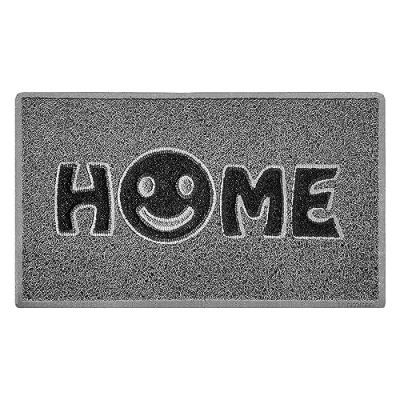 Image of Nicoman Smiley Face Home Door Mat｜Welcome Barrier Dirt Trapper Floor Mat｜Patio Garden Conservatory Doormat｜Indoor Outdoor Smile Matt (Grey with Black)