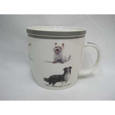 Image of Fine Bone China Dogs Mug &amp; Coaster Tea Coffee Cup Boxed Gift Set