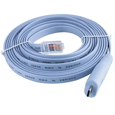 Image of FTDI USB C Type to RJ45 RS232 Console Router Serial Cable for Cisco/Huawei Laptop (12ft)