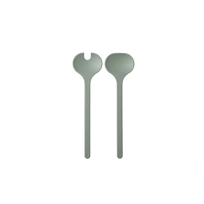 Image of Mepal Salad server set 2 piece Silueta Dishwasher resistant couverts fork and spoon Nordic sage